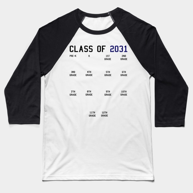 Class of 2031 Grow With Me Baseball T-Shirt by KsuAnn